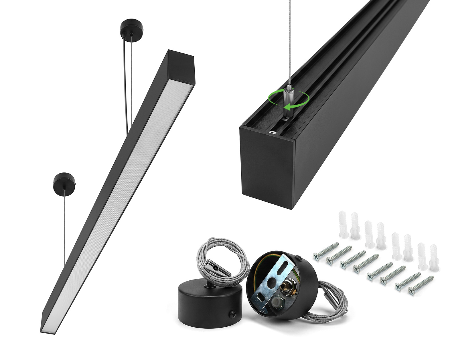 Lampa wisząca Schedar HL 30W 120cm 4000K Czarna